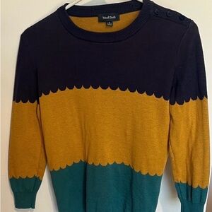 Modcloth Purple, Gold, and Green Crew Neck Sweater